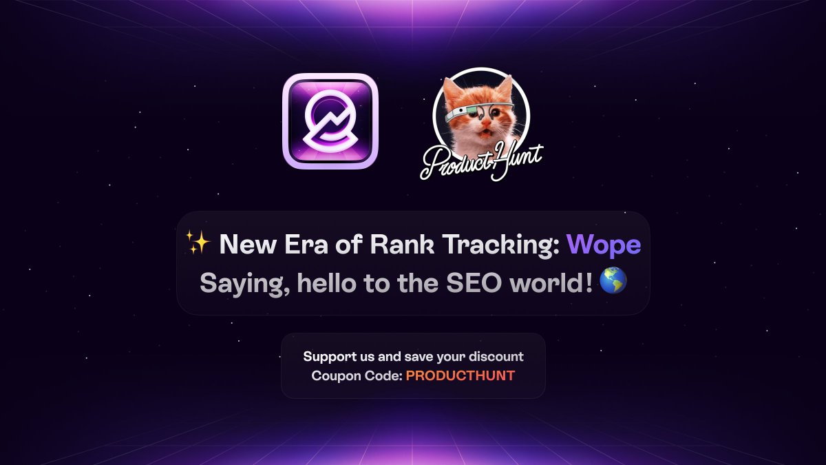 2 yılı aşkın bir süredir canla başka üzerinde çalıştığımız ürünümüz Wope, bugün itibariyle dünya sahnesine çıkıyor! Çok heyecanlıyım🤩 

Eğer katkı sağlamak isterseniz:   

- Product Hunt anasayfasından 🔼 &amp; 💬
- Tweet'e etkileşim sağlayarak 💟 &amp; 🔁

bize destek olabilirsiniz 🙏🏽