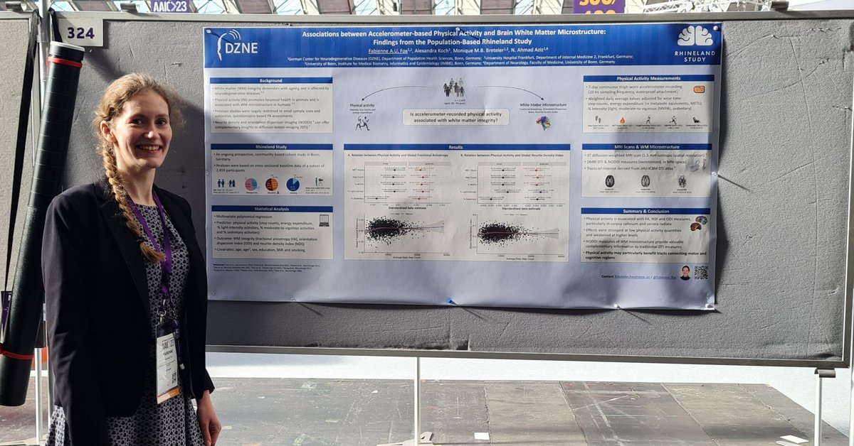 fabienne_fox's tweet photo. Happy to share our findings on the relation between accelerometer-derived physical activity 🏃 and 🧠 white matter integrity at #AAIC2023 today.

Come find me at poster P-324! 👥️
@alzassociation #RhinelandStudy https://t.co/ONd86HrRrz