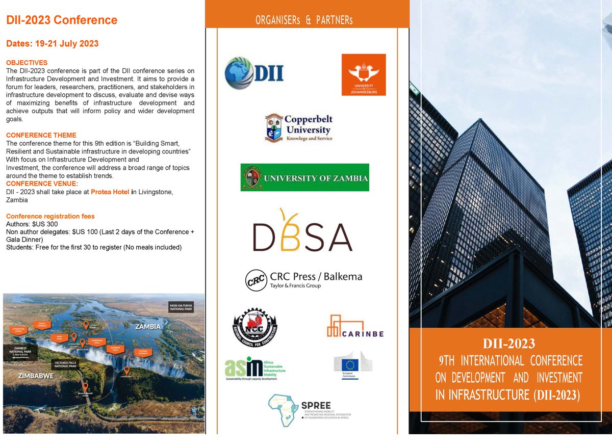 dii_Conference's tweet photo. #DII2023 #DIIConference #Zambia
Introducing our Keynote Speakers:
Dr. Aramide Fatai Olufemi
Lecturer, Federal University of Technology, Akure, #NigerianIdol
๐LOCATION: Protea Hotel, Livingstone, Zambia
๐
DATE: 19-21 July 2023
#infrastructure #Construction #Development https://t.co/0wkOvHfBw1