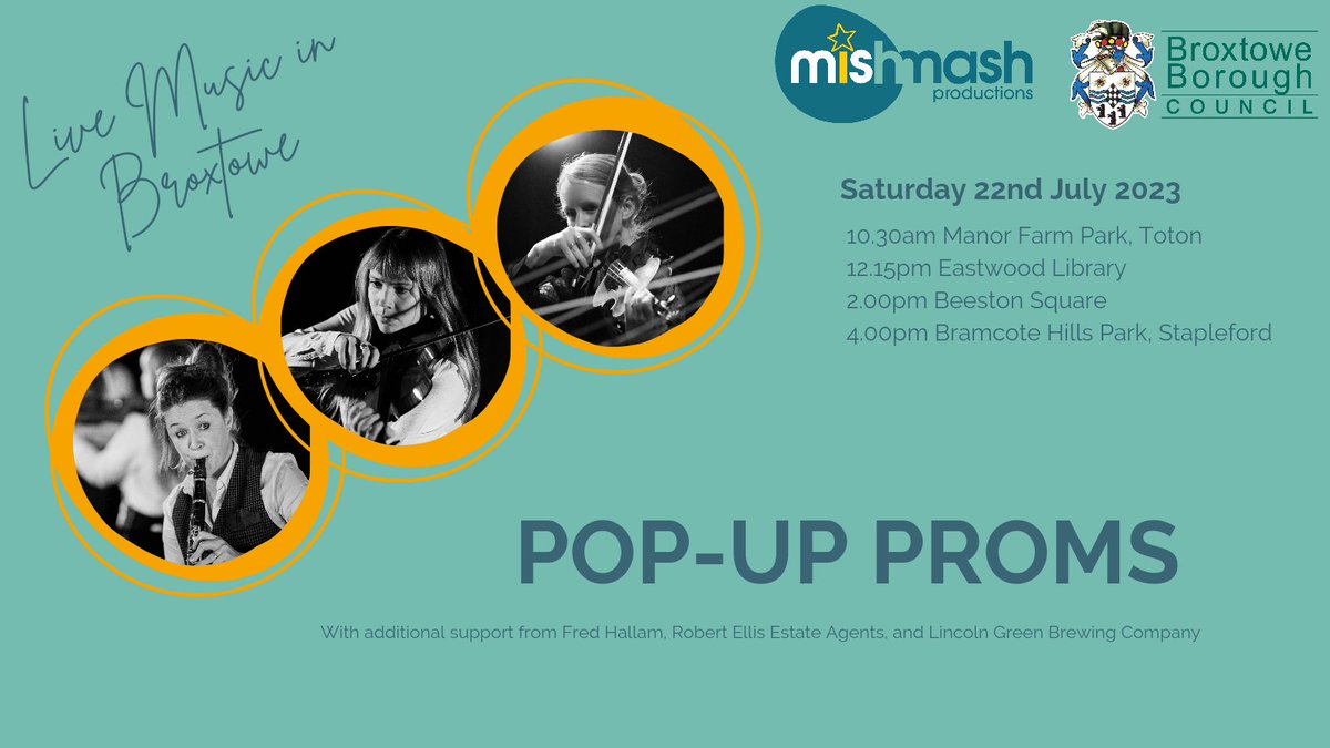 So thrilled to be launching the Pop-Up Proms this Saturday with the fabulous @carmflors and @LAtheDUCK Many thanks to @broxtowebc for supporting 6 days of live music across the Borough between July and Sept. More info at mishmashproductions.co.uk/popup-proms @TheBeestonian @AWPerforming