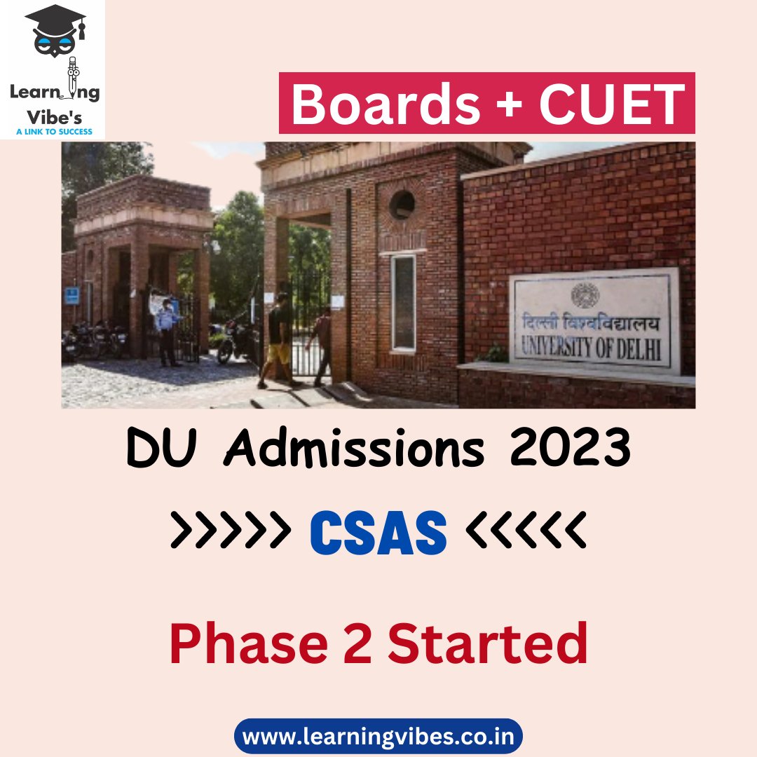 learning_vibe's tweet image. DU (UG) CSAS 2023 phase 2 registration has started. Check at: ugadmission.uod.ac.in

For more such updates, follow us at @learning_vibe, If you have any questions, please call +919560190085
.
.
.
#learningvibes #cuet2023 #admissions #ApplyNow #DelhiNews #medical #dreams