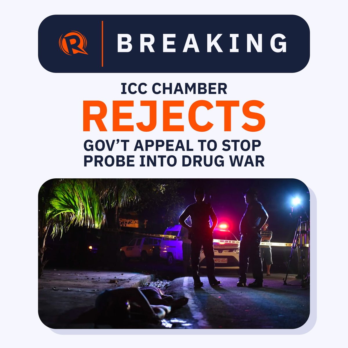 BREAKING. The International Criminal Court appeals chamber rejects the appeal filed by the Philippine government to stop the probe into former president and Davao City mayor Rodrigo Duterte’s war on drugs and alleged death squad. rappler.com/nation/video-i…