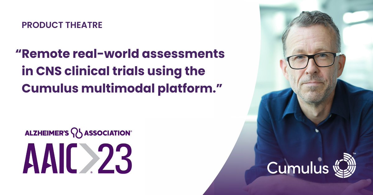 Join Brian Murphy, PhD, CSO & Co-Founder of @CumulusNeuro for our #AAIC23 product theatre at 1:30 PM CEST titled, “Remote real-world assessments in CNS clinical trials using the Cumulus multimodal platform.” #Alzheimers #endalz #CNS