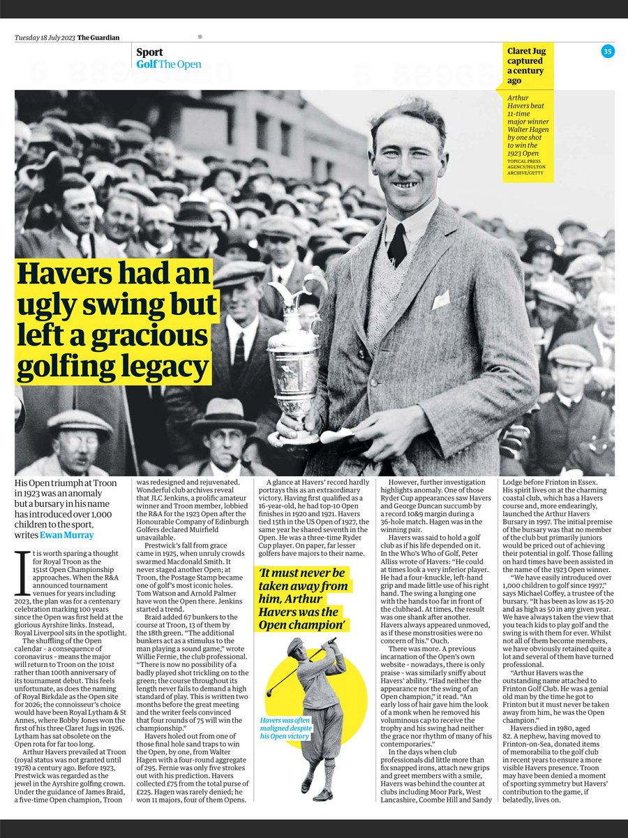 Excellent article by <a href="/ewenmurray77/">Ewen Murray</a>  in today's Guardian - until next year <a href="/RoyalTroonGC/">Royal Troon Golf</a> ! Well done to Frinton Golf Club for developing junior golf and similarly to <a href="/RoyalTroonPro/">Kieron Stevenson</a> and his team's  <a href="/Childrensgolftr/">Childrens Golf Trust</a> for their efforts in Ayrshire and further afield.  <a href="/FrintonGolfClub/">Frinton Golf Club</a>