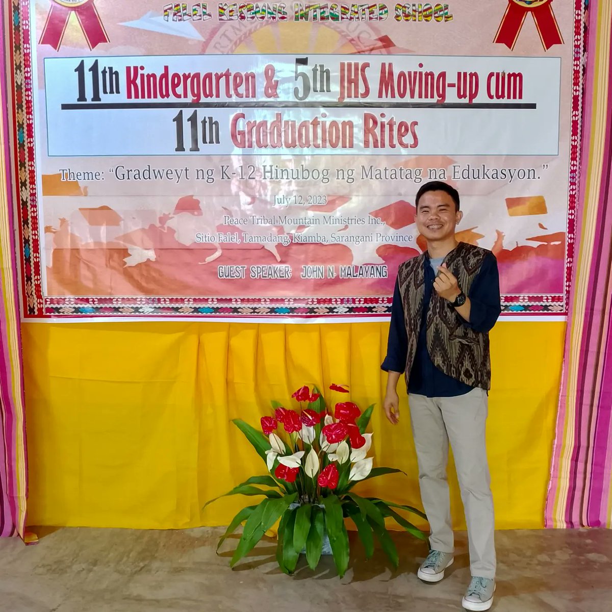 john_malayang's tweet photo. "Learn, grow, and chase your dreams."

Bong Salamat (Thank you), Falel Kesbung Integrated School for inviting me as your keynote speaker during the 11th Kindergarten and 5th JHS Moving Up cum 11th Commencement Exercises. https://t.co/8ycYuqXRic