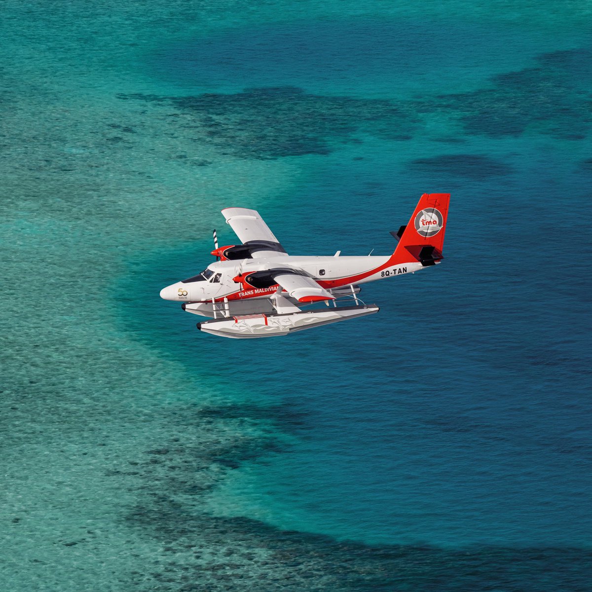 A striking crimson grace amid the Maldivian azure embrace ✈️❤️

#SeaplaneAdventures  #ParadiseBound #ParadiseFound #BreathtakingViews #TMAExperience #TransMaldivianAirways