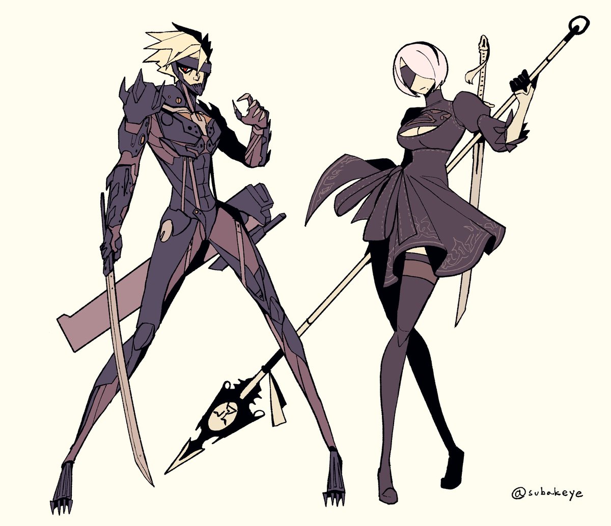 ヨルハ二号B型 ,ヨルハ二号B型 「Raiden x 2B   」|THE ART OF VIDEO GAMESのイラスト
