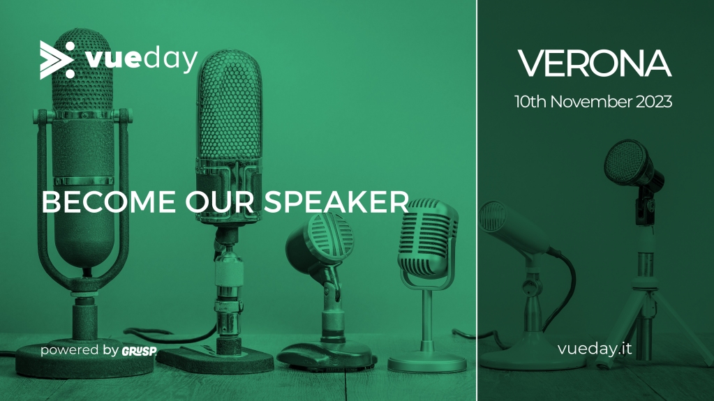 vuedayit's tweet photo. Apply to the #CFP and become #vueday speaker: https://t.co/1ewQxUlXRw
You have time until 31.08.23
See you in📍 Verona on 📅 10.11.23
🎫 https://t.co/bp3EaXBlpi
@grusp #vue #vuejs #nuxtjs #vuex #vuerouter #testing #GraphQL #libraries #vuejsdeveloper #learnprogramming #vuedev https://t.co/k0pGCFfj8S