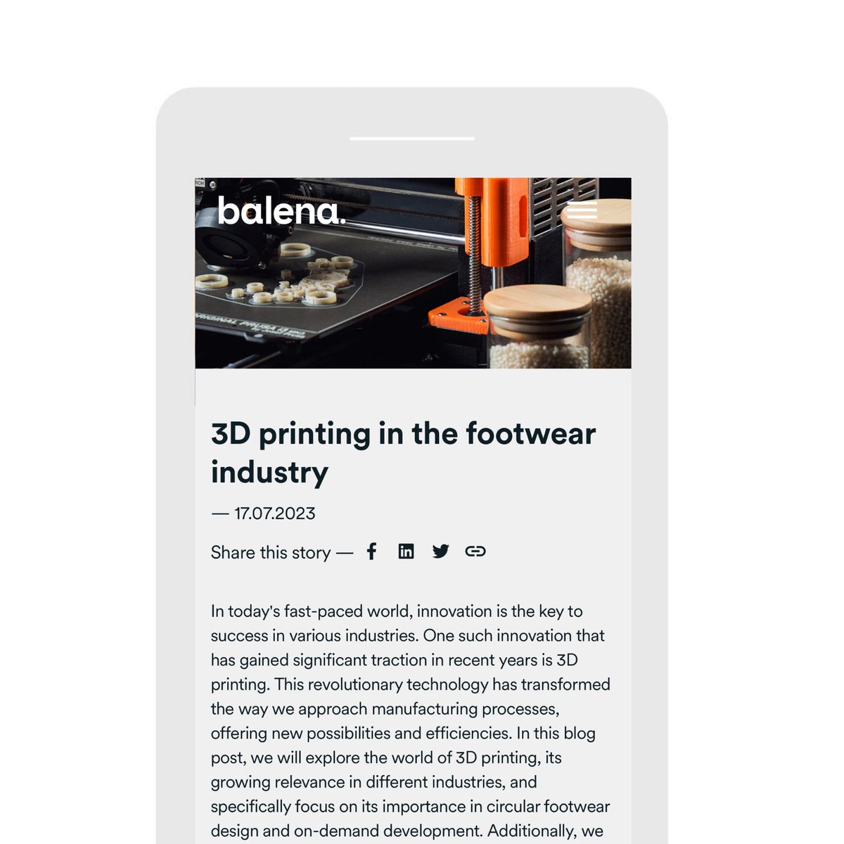 Explore the world of #3Dprinting and its growing relevance in our latest blog post: lnkd.in/dWnYbfd6

#Balena #3Dprinting #innovation #circularmaterials #compostablematerials #materialinnovation #additivemanufacturing #biocir #biocirmaterial