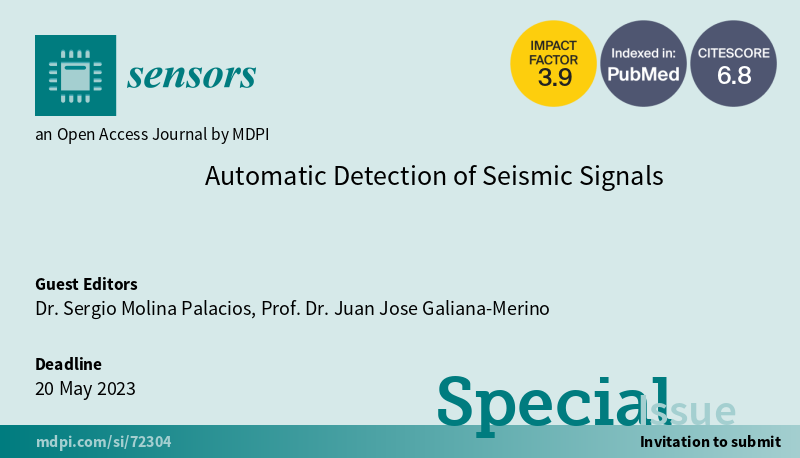 Sensors_MDPI's tweet image. #specialissue
Automatic Detection of Seismic Signals
mdpi.com/journal/sensor…
Guest Editors: Dr. Sergio Molina Palacios and Prof. Dr. Juan Jose Galiana-Merino
#AutomaticDetection #SeismicSignals #Seismology #SeismicHazard #SignalProcessing