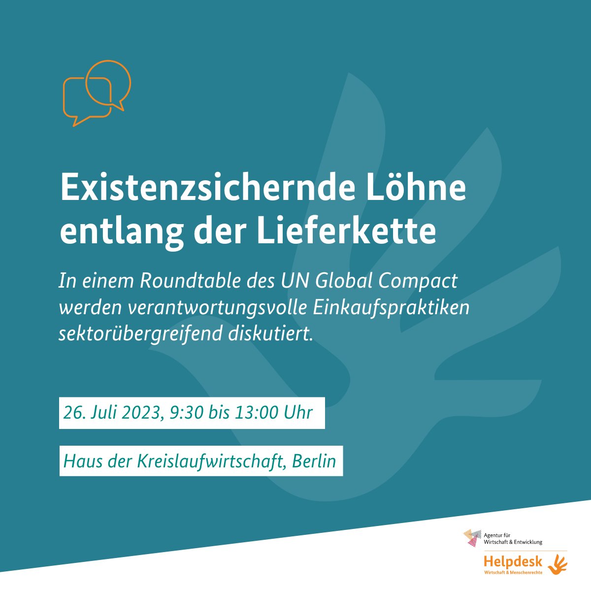 Wie können existenzsichernde Löhne im #Sorgfaltsprozess adressiert werden? Diskutieren Sie mit beim Roundtable des UN Global Compact Netzwerk Germany:
🗓26. Juli 2023, 9:30 bis 13:00 Uhr
📍 Haus der Kreislaufwirtschaft, Berlin
Zur Anmeldung 👉 globalcompact.de/veranstaltunge…