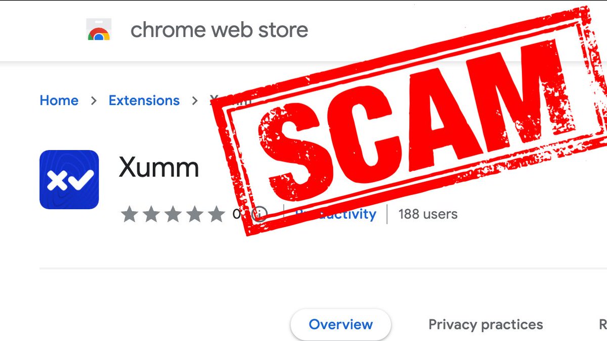 🚨 WARNING!

There is a *FAKE XUMM PLUGIN* in the Chrome Web Store.

It asks you to enter your secret &amp; steals all your funds.

We *DO NOT OFFER* a browser plugin. We *WILL NEVER OFFER* a browser plugin. We keep your funds safe &amp; encrypted on your own phone.

Stay vigilant.