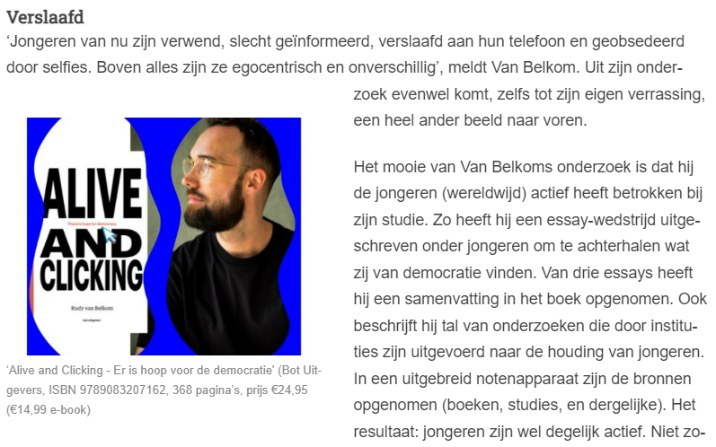 stt_toekomst's tweet photo. Straks weer #verkiezingen! Digitalisering is niet alleen negatief, maar biedt kansen voor de #democratie, zegt STT-directeur @vanBelkom. “Jongeren gaan juist kritisch om met nieuwe technologieën.”
📰 Interview @ComputableB: https://t.co/d5Ww8FRU0D
#bigtech #filterbubbles https://t.co/RLKZkvzIkp