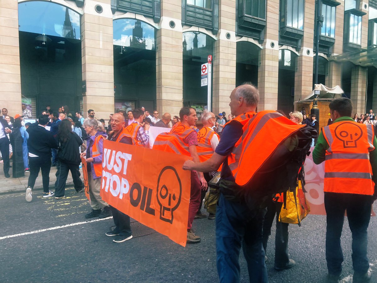 Took this photo as was going past protest in Westminster on a bus.  These people were all arrested later, also amount of hate these people receive is totally disproportionate.  Just Stop Oil are campaigning to prevent any new oil gas happening in UK, that’s it and they are right.