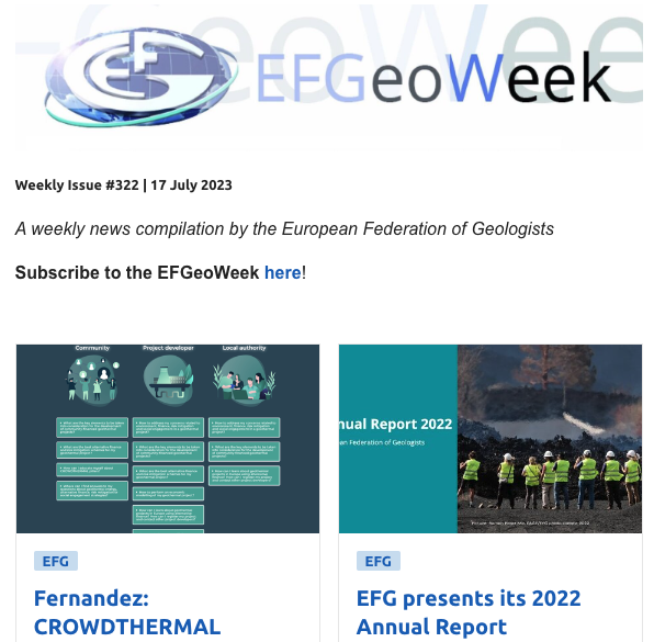 EfgInfo's tweet image. Our newsletter #EFGeoWeek is out! Summing up the #geoscience-related news of the week:
-2022 EFG Annual Report has been published
-#EFGeoBlog welcomes contributions
-@CrmGeothermal at the @goldschmidt2023
Check it out and subscribe! 
🔗elink.io/98c81a9