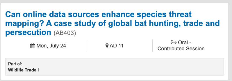 Very much looking forward to sharing my work at @ICCB2023 next week in Kigali 🇷🇼 😀 I'll be presenting on Monday 24th in the first #WildlifeTrade session. Would be great to connect with others also attending!