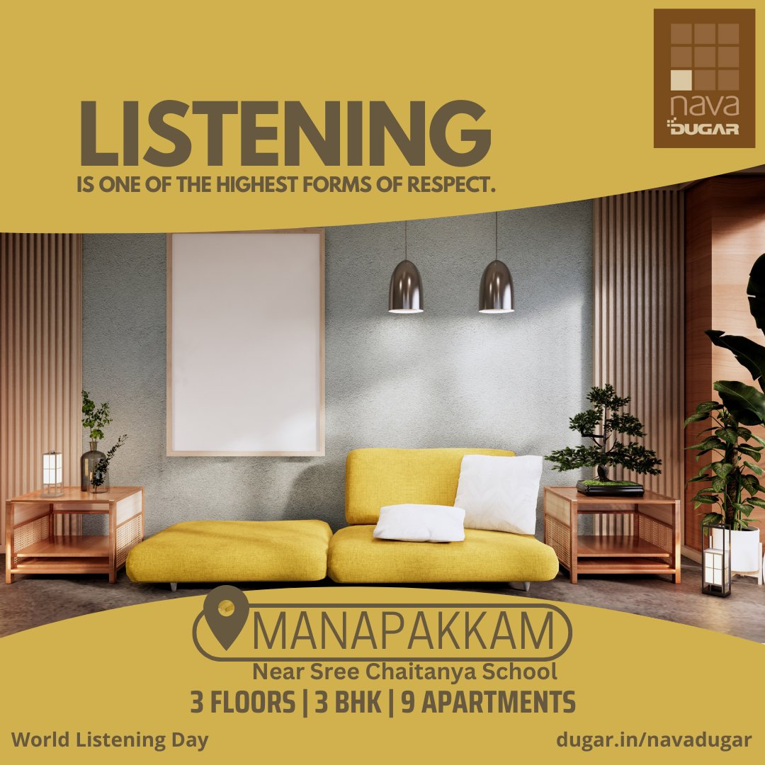 DugarCrm's tweet photo. #Listening is not just an art - it is one of the highest forms of #respect. Listening to the other speak before barging in with a response requires skill &amp; patience. Mastering this can solve a large chunk of #CommunicationProblems.
#navadugar #dugarhomes
#WorldListeningDay https://t.co/uwHNK8ut3k