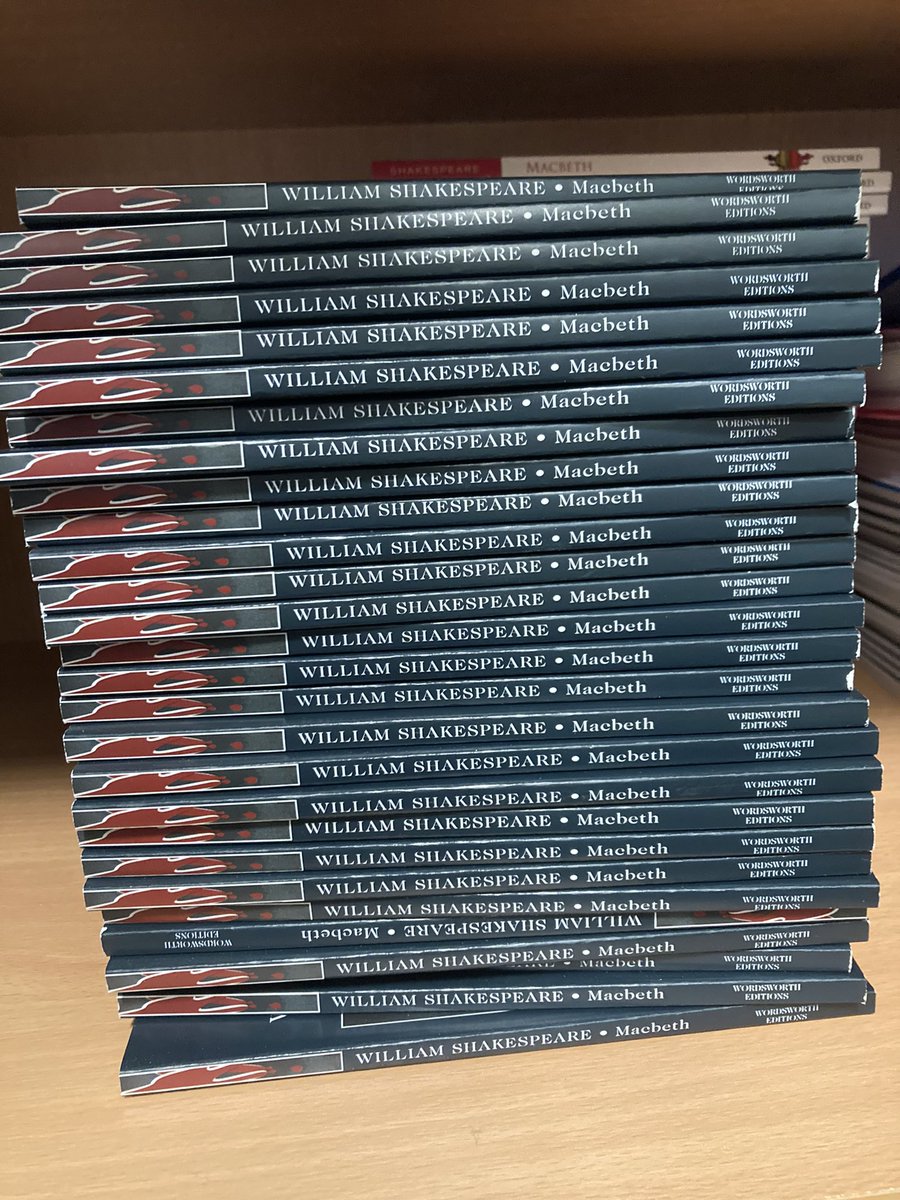 AlwaysBeMarking's tweet photo. Anyone have novels they’d like to swap for these pristine copies of #Macbeth? We’ve not taught it for four years, but these must have been bought just before I started. #TeamEnglish #Team_English #EngChatUK #bookswap https://t.co/cJNvSjLNN1
