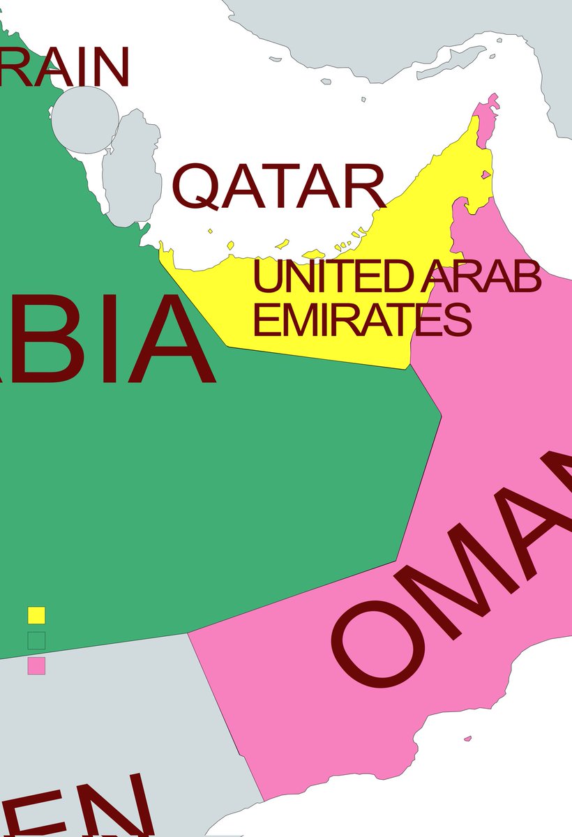 Eduflation_'s tweet photo. United Arab Emirates (UAE) shares land border with Saudi Arabia and Oman.

It does not share land border with Barain.

#UPSC #MapForUPSC #UAE #SaudiArabia #Oman #India https://t.co/kSOIlhLOG7