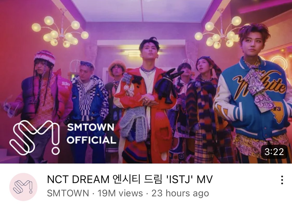 NCTDREAMRECORDS's tweet photo. .@NCTsmtown_DREAM ‘ISTJ’ MV has now surpassed 19,000,000 (19M) views on YouTube!🎉

🔗 https://t.co/jZtM2Qdc6z 

#NCTDREAM #ISTJ #NCTDREAM_ISTJ https://t.co/Wa2Kp9Rp93