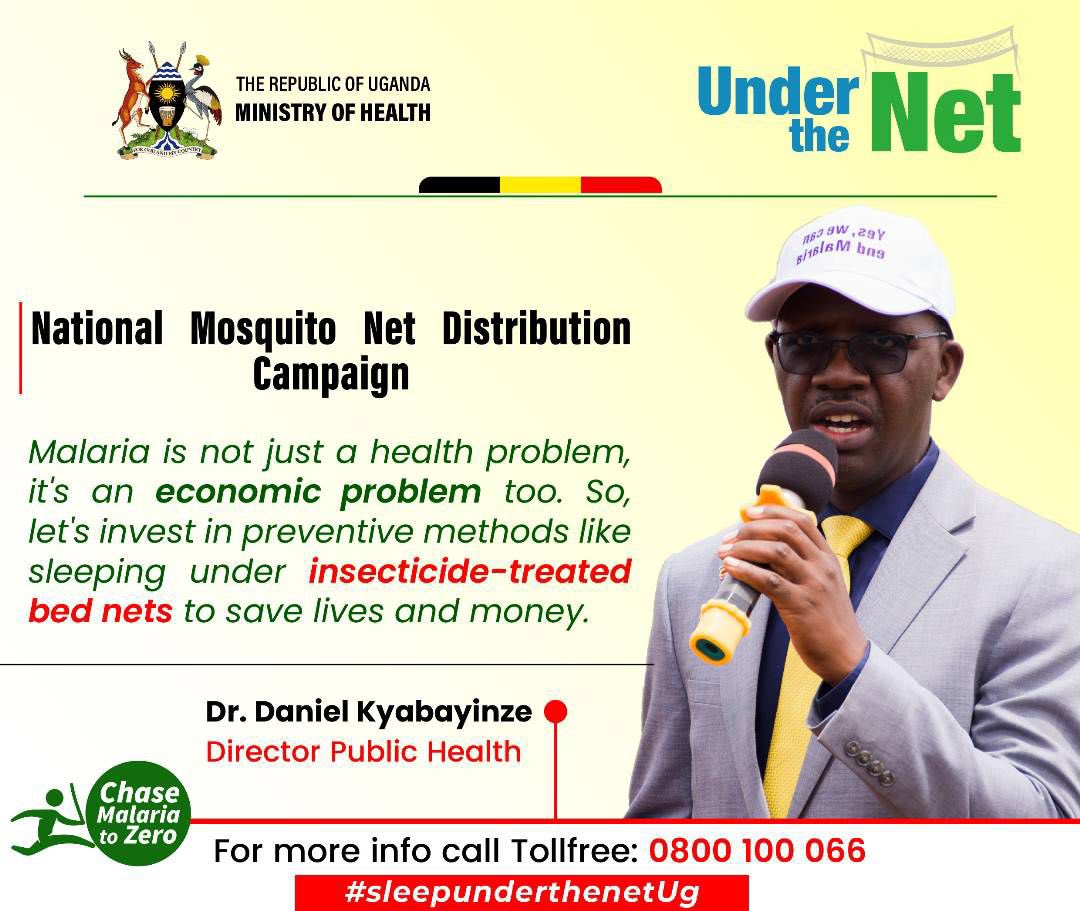 Akena Martin (@akenatoday) on Twitter photo Dr. Daniel kyabayinze <a href="/MinofHealthUG/">Ministry of Health- Uganda</a> “Malaria is not just a health problem, it's an economic problem too. So, let's invest in preventive methods like sleeping under insecticide-treated bed nets to save lives and money”.
#SleepUnderTheNetUg Dr. Daniel kyabayinze <a href="/MinofHealthUG/">Ministry of Health- Uganda</a> “Malaria is not just a health problem, it's an economic problem too. So, let's invest in preventive methods like sleeping under insecticide-treated bed nets to save lives and money”.
#SleepUnderTheNetUg