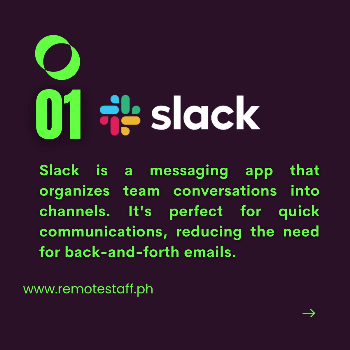 remotestaffph's tweet image. ⚙️ Communication is key in remote work! Stay connected with #Slack, the ultimate team collaboration tool. Chat, share files, and keep everyone in the loop. 💬📎 #RemoteWorkEssentials