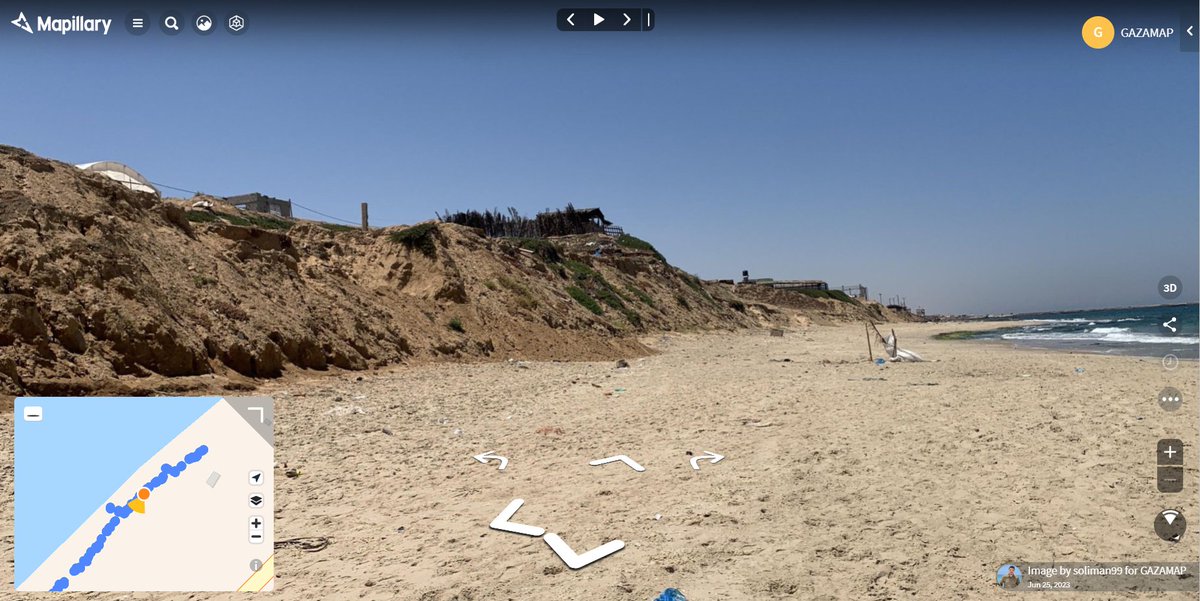 GMAndreou's tweet photo. As part of training on #opensource platforms #GAZAMAP has its own @mapillary account. Students are capturing street-level imagery of the exposed scarp and the beach, allowing us to examine the impact of #coastalerosion on maritime #culturalheritage in Gaza. https://t.co/H4fOiTfayo