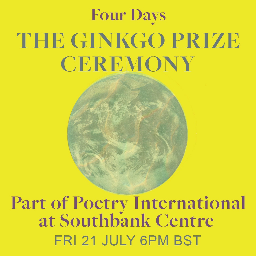 Less Than 4 Days 🚨⁠ ⁠ @ginkgoprize Ceremony at @southbankcentre's Poetry International Festival 🌞⁠ ⁠ Fri 21 July, 6 pm (BST), expect readings from judges Linda Gregerson, @KMcCarthyWoolf & @seanehewitt. As well as our brilliant shortlist. Sign up: bit.ly/3NraXIC