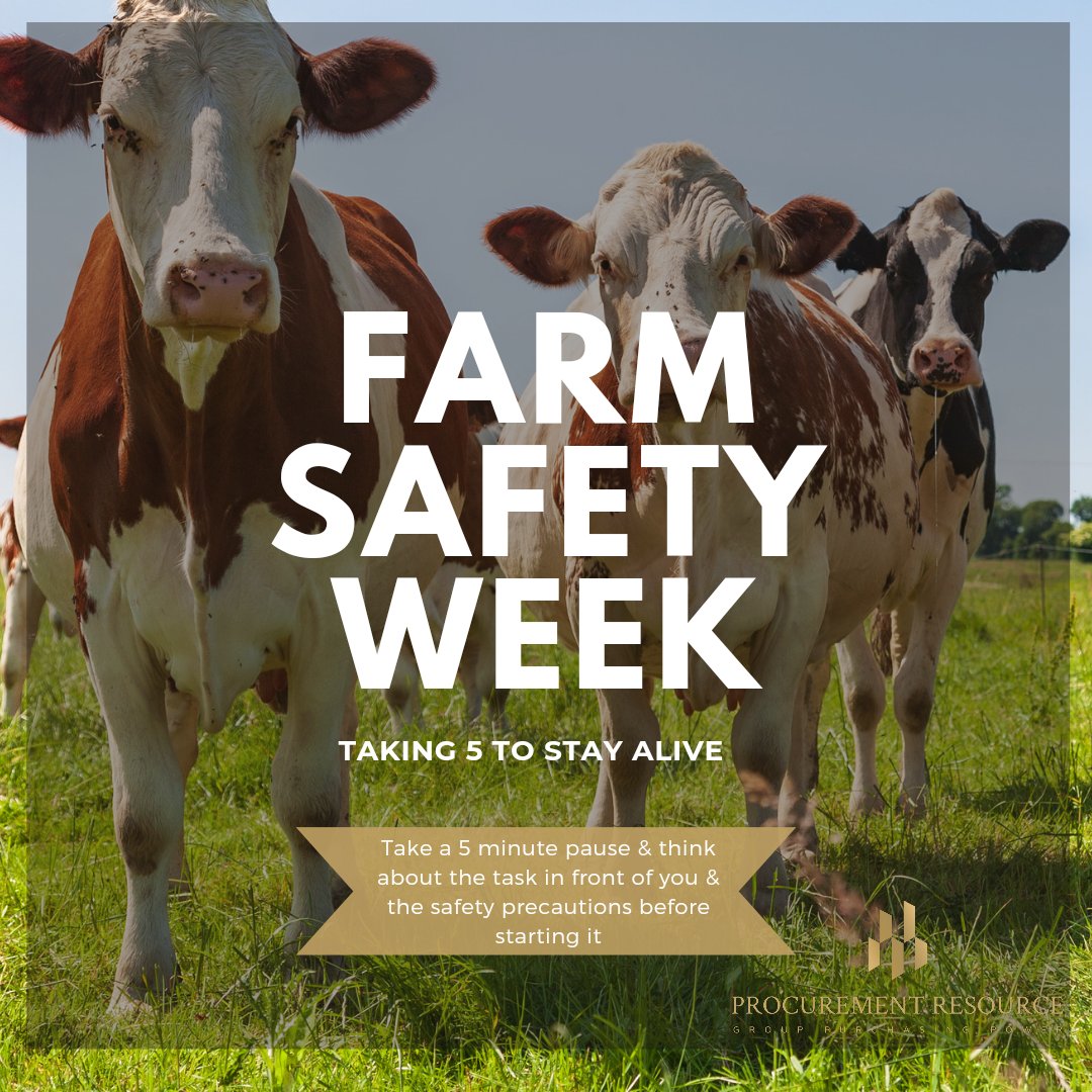 Farm Safety week which runs through to the 21st July is an opportunity to raise awareness of the importance of farm safety. The @nfulife has launched its Take 5 to Stay Alive campaign. 

PRL can provide a variety of PPE, signage and safety training for your teams. 

03333 580 055