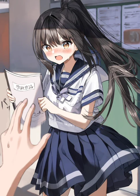 「貸して!私が今日一日学級委員の仕事全部やるから、日曜のことは誰にも言わないで!いい?」 