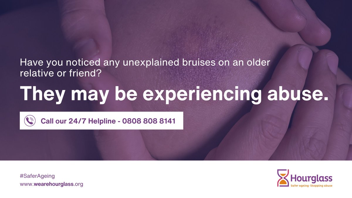 If you're noticing unexplained bruises on an older relative or friend, it could be a sign that they're experiencing abuse.

Read more on the signs of physical abuse and the help available: wearehourglass.org/physical-abuse