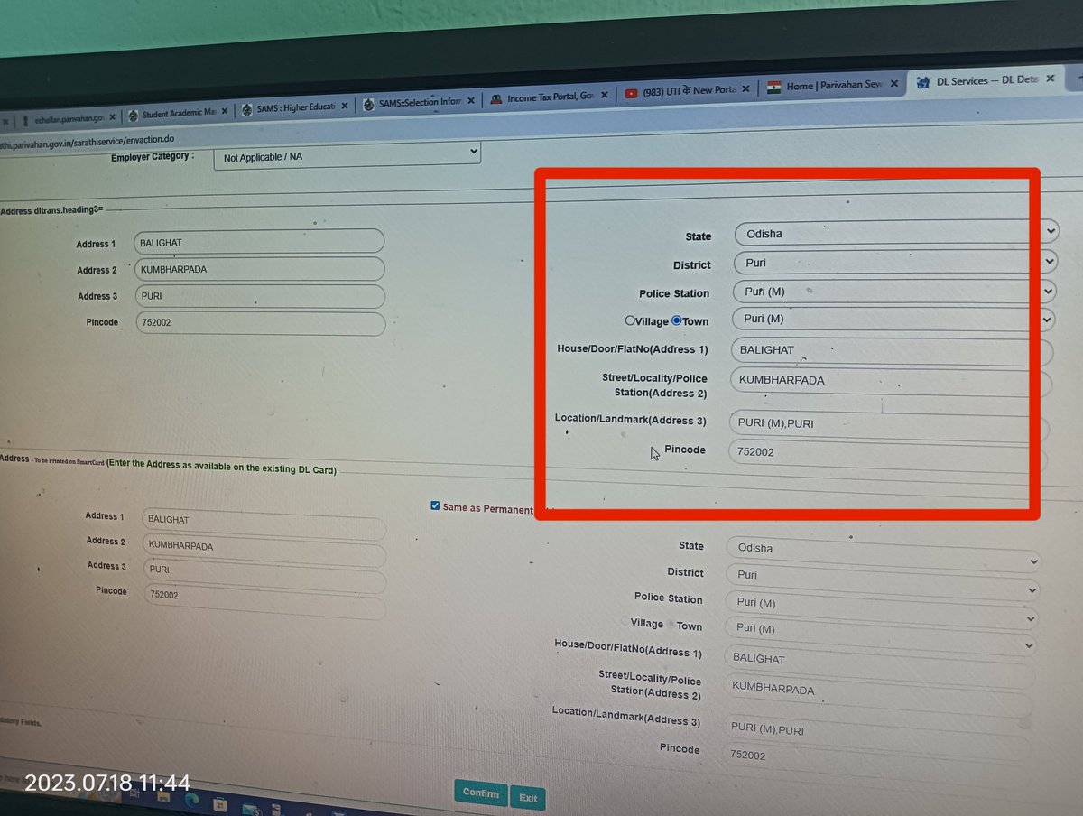 SatyaNarayan_07's tweet photo. @rto_rtopuri PS of Balighat (pin-752002),has been changed from Kumbharpada to Talabania PS since 10yrs.While applying for renewal of my DL, no option for Talabania PS showing as it's not updated yet @AMITABHTHAKUR21 @CTOdisha @TukuniSahu @DCT_CentralZone @MORTHIndia @OfficeOfNG https://t.co/EmBL7G96qW