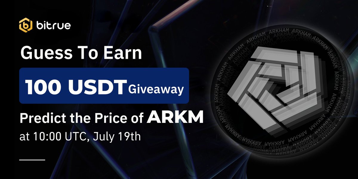BitrueOfficial's tweet photo. ❓ Guess the price of $ARKM to win $100 USDT!

To participate:
1⃣️ Follow @Bitrueofficial
2⃣️ Like, RT &amp; Tag your friends to guess
3⃣️ Comment your guess for the price of $ARKM at 10:00 UTC tomorrow

💰 5 winners with the closest guess will share $100 USDT! https://t.co/yPPxapWr4M