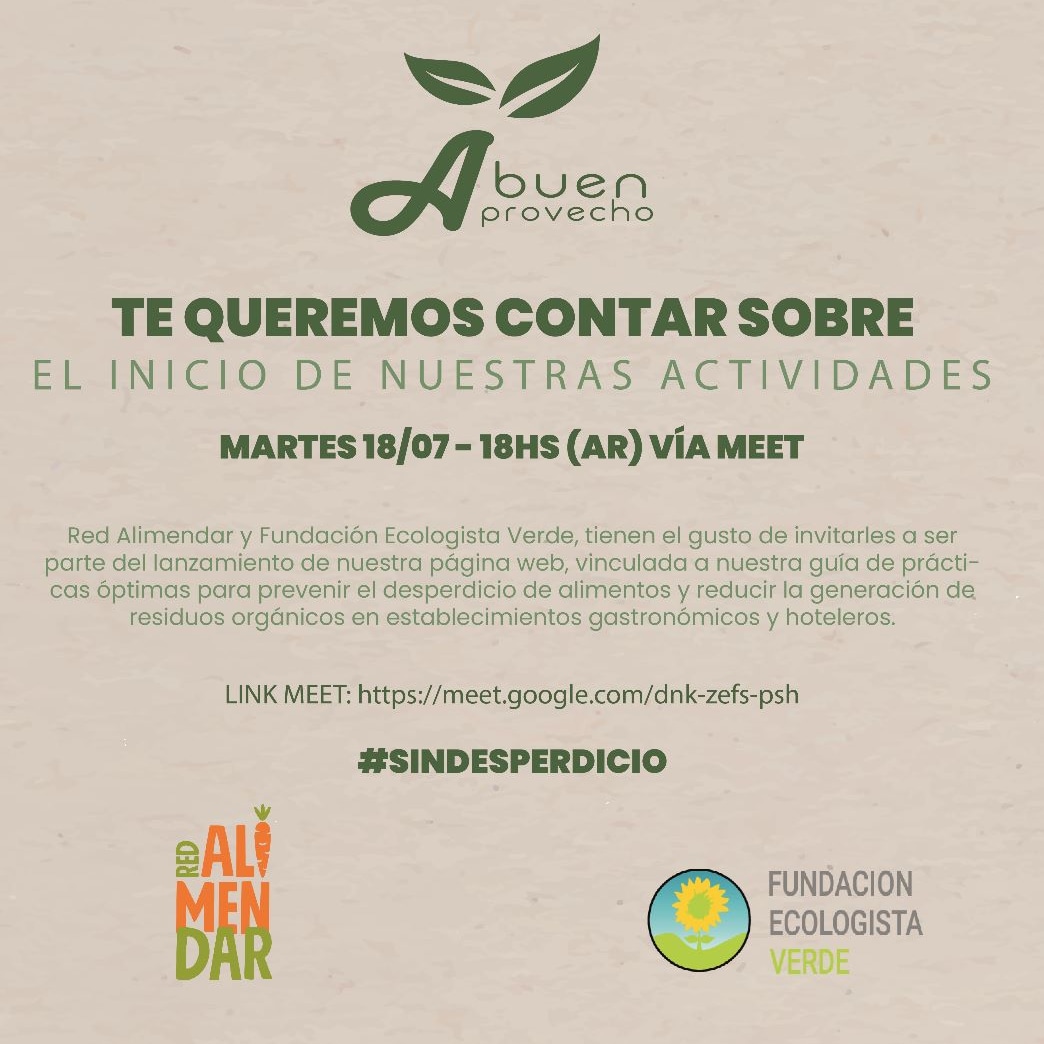 RedAlimendar's tweet photo. Fundación Ecologista Verde y Red Alimendar  invitan éste Martes 18 de Julio a las 18 Hrs (Ar) a todas las empresas hoteleras y gastronómicas interesadas,  entidades, instituciones y al público en general al lanzamiento virtual de nuestra página web, 
👇🏼🥕 https://t.co/KtRyfKd9MX
