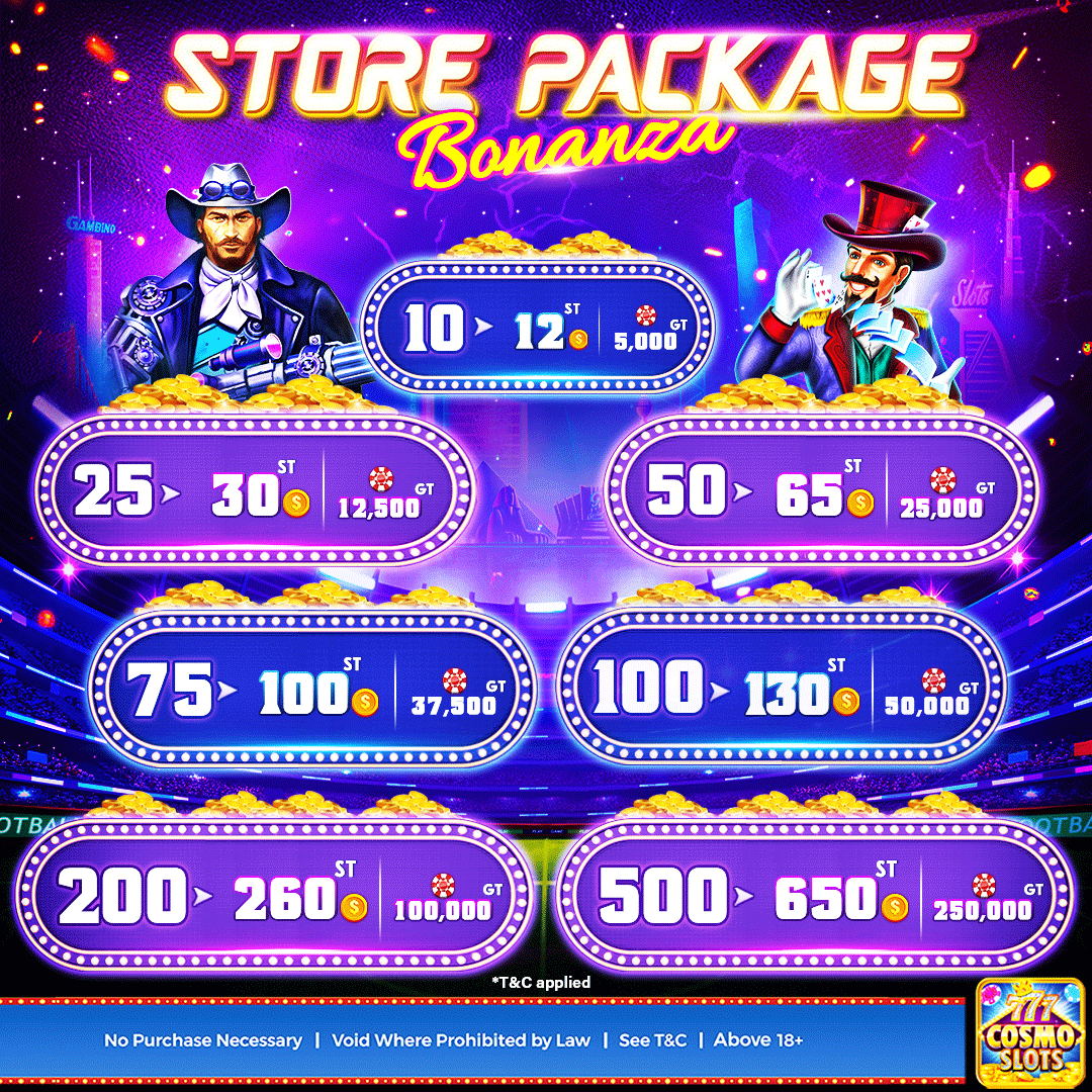 CosmoSlots's tweet image. 🌟💎Explore our exclusive Store Packages and unlock a world of VIP perks, big wins, and unforgettable gaming experiences! 🚀🃏 
💰 Kindly Join &amp;amp; Get new offers Update on Telegram: ✅ t.me/cosmoslotsvip 💯
#CosmoSlots #VIPGaming #BigWins #onlinegames #slots #bonus #casino