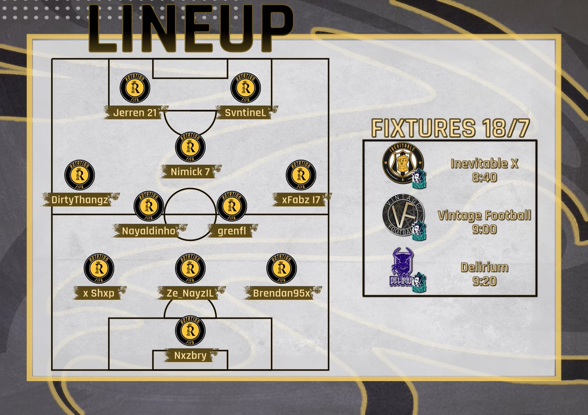 <a href="/OfficialVPG/">Virtual Pro Gaming</a> / <a href="/VPGPremier/">VPG Esports Premier</a> Gameday 1

20.40 VS @Vpg_Inevitable 
21.00 VS @VintageVPG 
21.20 VS @vlgdelirium 

Hoping for a strong start✅ Best of luck to everyone!

See you tonight at: twitch.tv/jerren_sh (20.15 Start)