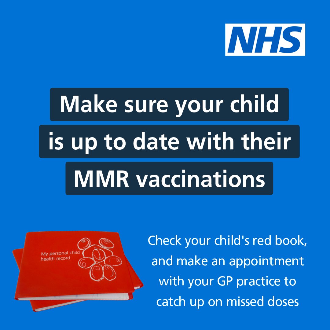 Measles cases are rising in England. You can still ask your GP practice for the MMR vaccine if your child has missed either of these 2 doses. For more info ➡️ nhs.uk/MMR