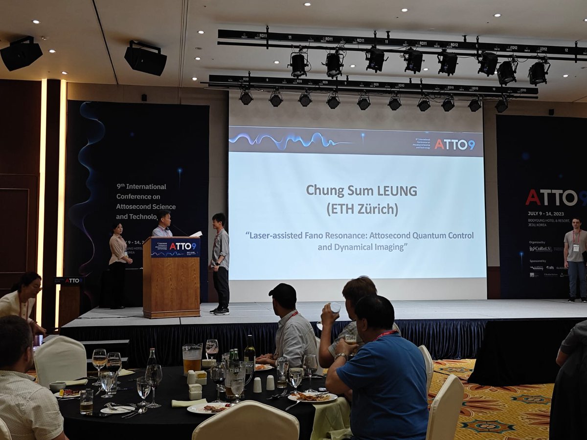 atto_ethz's tweet photo. Congratulations to Sum Chung Leung on being awarded the 'Best Student Poster Prize' at #ATTO9 last week! Together with Dr. Meng Han he has performed attosecond ionisation delay measurements across the ionisation threshold with surprising results! Stay tuned for more!#attoscience https://t.co/W6lcGthDIb