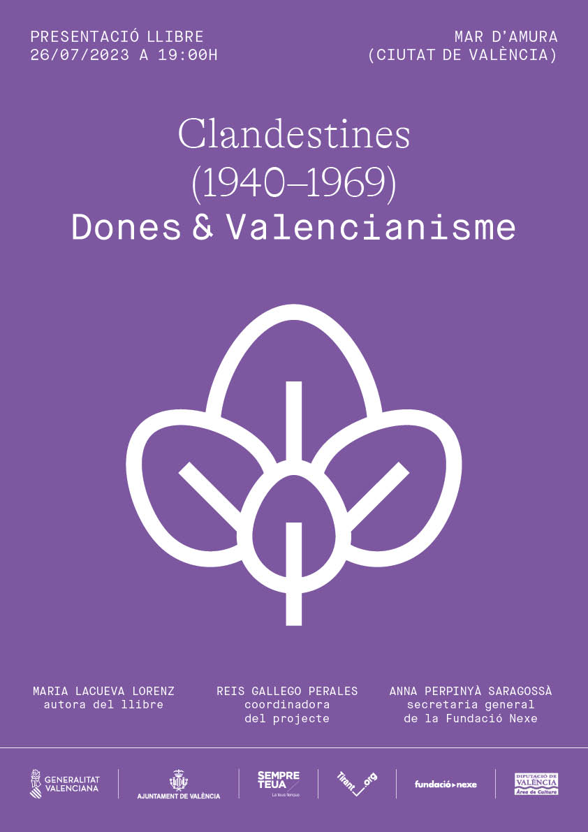 Quina alegria poder presentar-vos el segon llibre de #Donesivalencianisme 😍

Clandestines (1940-1969) recull l'acció valencianista i feminista durant la dictadura franquista.

El dia 26 a Mar d'Amura, amb actuació musical de @unatalkela i sopar.

ℹ️rb.gy/radrp