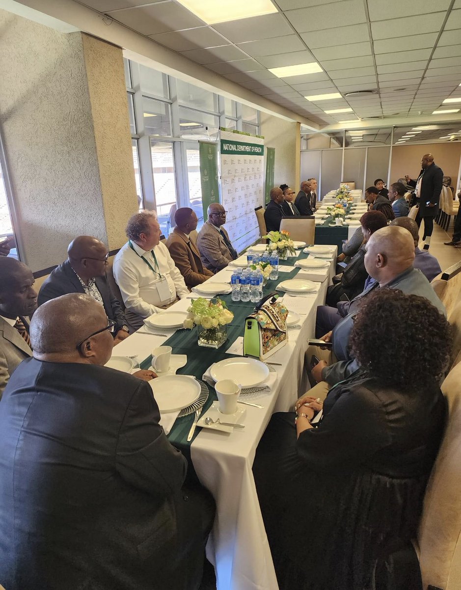 LimpopHealthMec's tweet photo. Health Minister Dr. Joe Phaahla, Limpopo Acting Premier Seaparo Sekoati,  Health MEC Dr. Phophi Ramathuba and Polokwane Municipality Executive Mayor, Cllr. John Mpe during a briefing session before the Limpopo Central Hospital launch and sod turning event at Peter Mokaba stadium. https://t.co/PhoCmctM3D