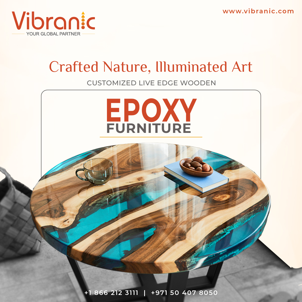 Unleash the Extraordinary: Discover the Captivating Beauty of Live Edge Wooden Epoxy Furniture. Customized to perfection and crafted with Passion.

For more details, please reach us at mail@vibranic.com or call us at +1 866 212 3111, +971 504078050

#LiveEdgeEpoxyFurniture