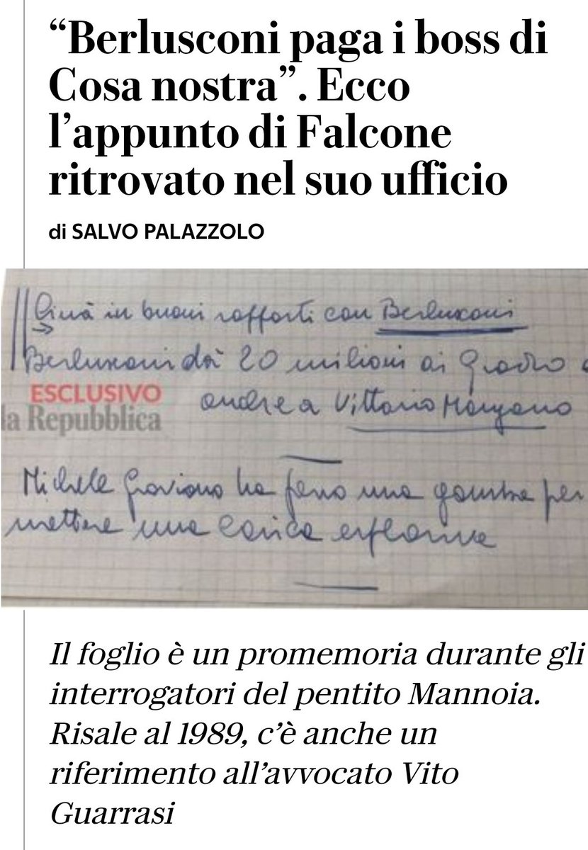 AndreaScout1's tweet photo. Qualcuno riferisca a #MarinaBerlusconi che il pregiudicato #Berlusconi era pappa e ciccia con il pregiudicato dell'#Utri , amico del pregiudicato #Mangano , #Gravitano e vari esponenti della #MAFIA .
#GovernoDellaVergogna
#ilPeggior_GOVERNO_diSempre https://t.co/86SS9p8ZnC