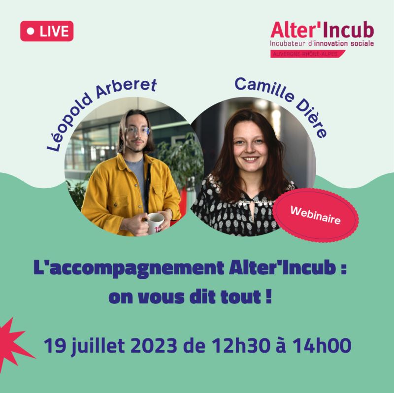 [Webinaire] Prochaine réunion d'information demain ! Vous portez un projet qui vise à répondre à des besoins sociaux et/ou environnementaux sur votre territoire ? Discutez-en avec <a href="/AlterIncubAURA/">Alter'Incub AURA</a> 
📷Recevez le lien de connexion ici : lnkd.in/erraRN3x
#innovationsociale