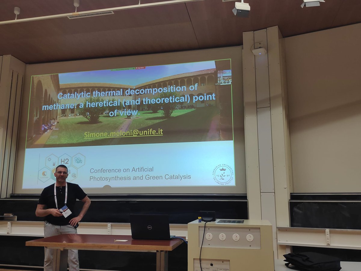 Finishing the first part of the morning session of #CAPGC2023 was Simone Meloni, from the University of Ferrara, with a compelling presentation on "Catalytic thermal decomposition of methane: an heretical (and theoretical) point of view".
#hydrogenproduction #112CO2 #SUN2CHEM