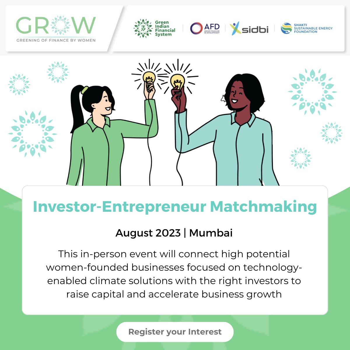 Coming Soon: #GroWNetwork Investor-Entrepreneur Matchmaking  

An opportunity for global investors to meet high potential women-founded businesses focused on technology-enabled climate solutions at the Seed or Pre-series stage

Register your interest: forms.gle/7bhJr7DAin4Jq2…