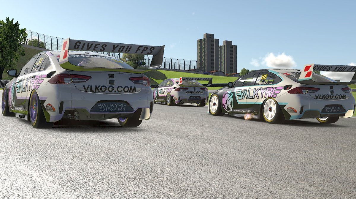 TeamEclipxe's tweet photo. What a beautiful looking car! Say hello to the Valkyrie Esports and La Roca Holden V8 super cars. These pictures were from our latest race at the SRW league. Can you tell which track this was at?

#vlkwin https://t.co/WjX4KEXrQP