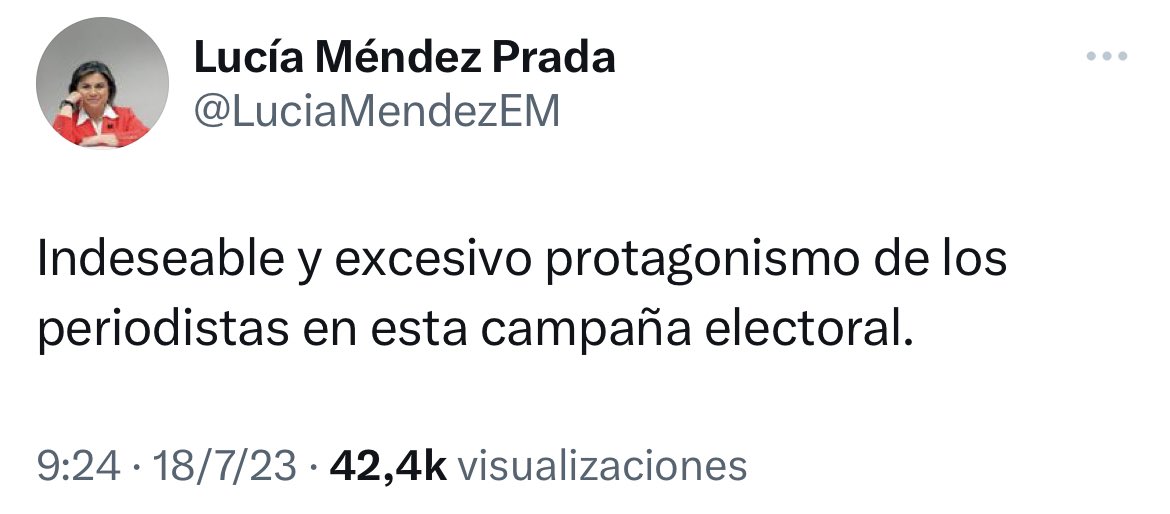 Lo que Lucía quiere es un periodismo independiente como el de su periódico que pida sin tapujos el voto para el PP:

“Pedimos pues el voto útil, el voto del sentido común, la afinidad programática y el pragmatismo para el PP”

6 de marzo de 2008. Editorial de El Mundo.
