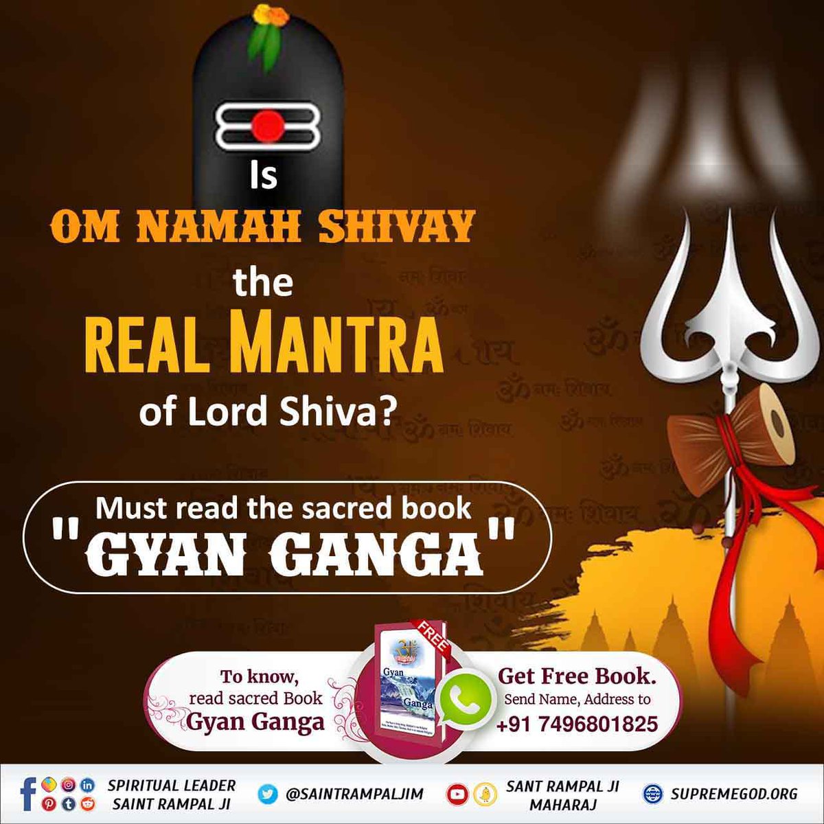 Nagendr10429600's tweet photo. IS OM NAMAH SHIVAY THE REAL MANTRA QUE of LORD SHIVA ? 

Must read the sacred book 'GYAN GANGA

👉 Visit Satlokashram YouTube channel 
#shiv #bholenath #aghori #shivling #shivratri #rudra #shankar #kawad #yatra #bambambhole #kedarnath
#SpiritualMessageOnShivratri
#SecretsO https://t.co/KqxPfZVBKu