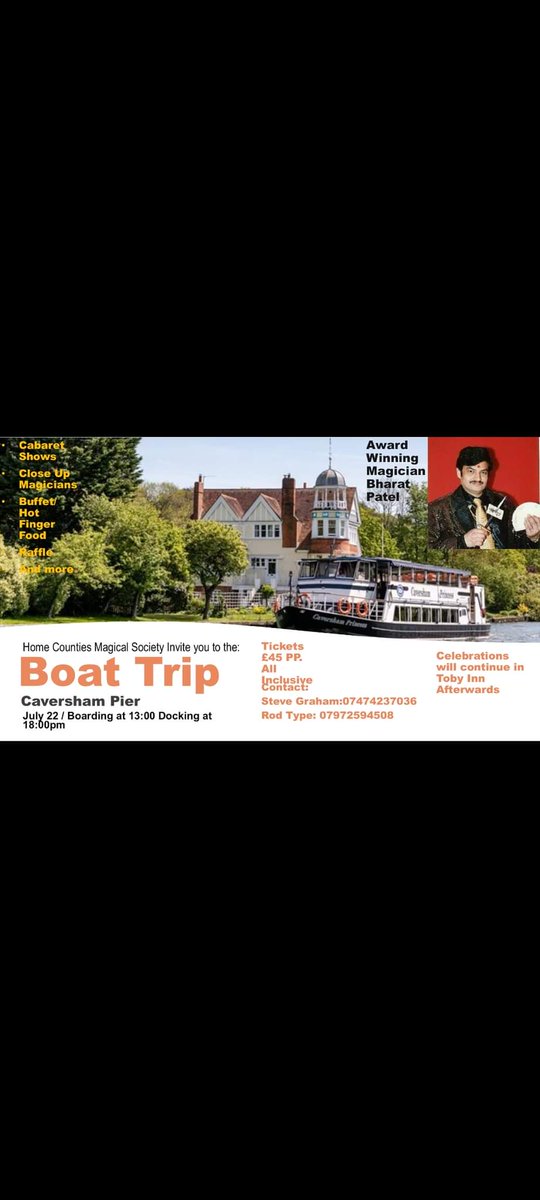 HCMSMagic1947's tweet image. Tickets are still available for this event but very limited please get in contact ASAP to the contacts on the poster to secure your place on board this magical boat trip