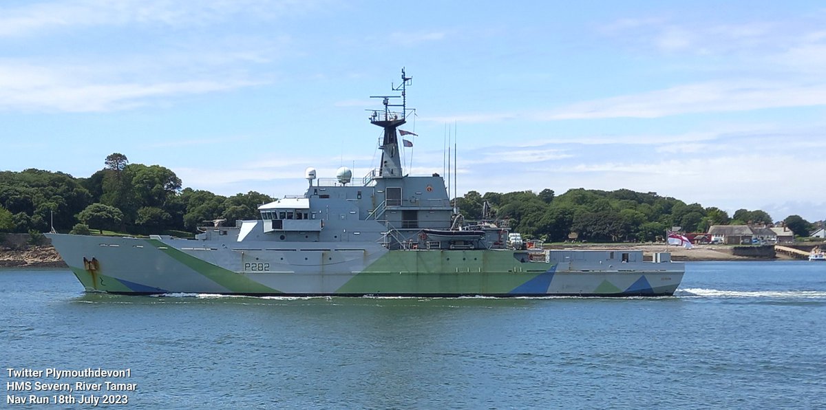 PlymouthDevon1's tweet photo. 🇬🇧 HMS Severn (P282) sailing to and from Devonport Plymouth this afternoon, doing the NavRun (navigation training). #Plymouth #Navy @hmssevern #NavRun #warship #HMSSevern #Warships #P282 #BritainsOceanCity #RoyalNavy #Devonport #RiverTamar https://t.co/TAmLG2NOpE